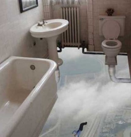 Bathroom Without a Floor Illusion