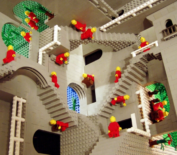 Escher's Relativity in LEGO by Andrew Lipson