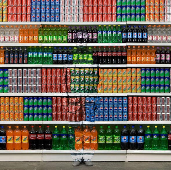 Amongst the Bottles and Cans by Liu Bolin