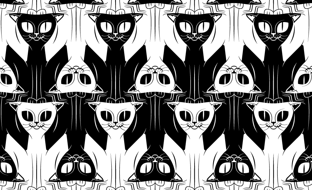 Black and White Cat Tessellation by Nikita Prokhorov