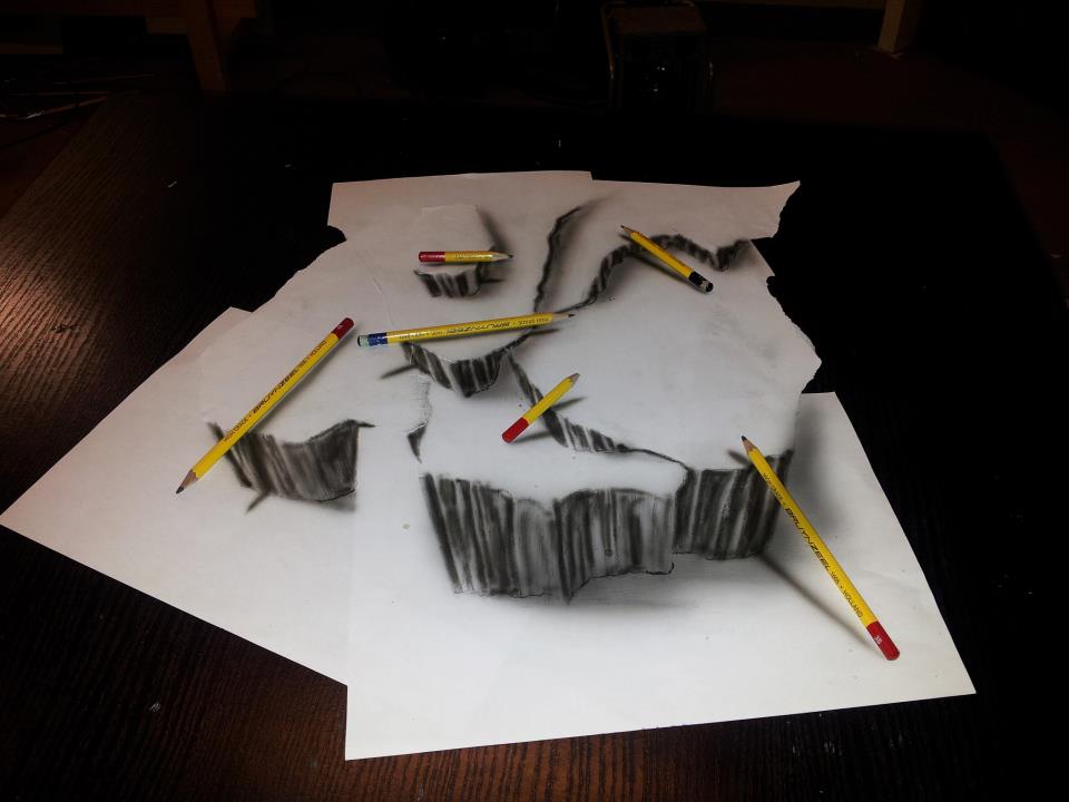 Paper Rocks Optical Illusion by Ramon Bruin